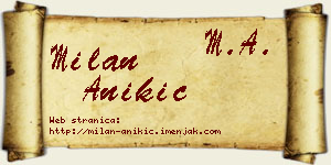 Milan Anikić vizit kartica